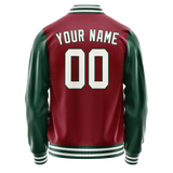 Custom Crimson Kelly-Green Solid Color Varsity Letterman Jacket JA02240617KZ515