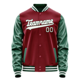 Custom Crimson Kelly-Green Solid Color Varsity Letterman Jacket JA02240617KZ515