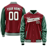 Custom Crimson Kelly-Green Solid Color Varsity Letterman Jacket JA02240617KZ515