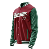 Custom Crimson Kelly-Green Solid Color Varsity Letterman Jacket JA02240617KZ515