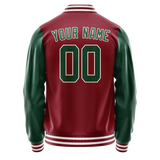 Custom Crimson Kelly-Green Solid Color Varsity Letterman Jacket JA02240617KZ533