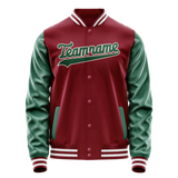 Custom Crimson Kelly-Green Solid Color Varsity Letterman Jacket JA02240617KZ533