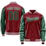 Custom Crimson Kelly-Green Solid Color Varsity Letterman Jacket