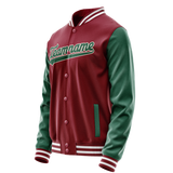 Custom Crimson Kelly-Green Solid Color Varsity Letterman Jacket JA02240617KZ533