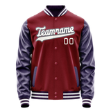 Custom Crimson Navy Solid Color Varsity Letterman Jacket JA02240617KZ523