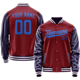 Custom Crimson Navy Solid Color Varsity Letterman Jacket
