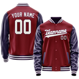Custom Crimson Navy Solid Color Varsity Letterman Jacket