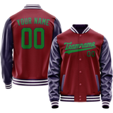 Custom Crimson Navy Solid Color Varsity Letterman Jacket