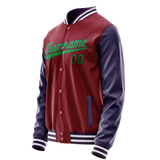 Custom Crimson Navy Solid Color Varsity Letterman Jacket JA02240617KZ517