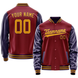 Custom Crimson Navy Solid Color Varsity Letterman Jacket