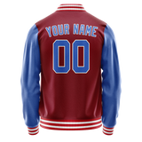 Custom Crimson Light-Blue Solid Color Varsity Letterman Jacket JA02240617KZ528