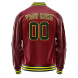 Custom Crimson Kelly-Green Solid Color Varsity Letterman Jacket JA02240617KZ536