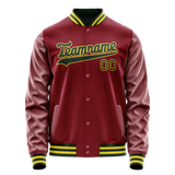 Custom Crimson Kelly-Green Solid Color Varsity Letterman Jacket JA02240617KZ536