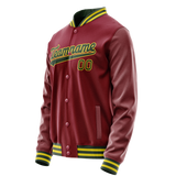 Custom Crimson Kelly-Green Solid Color Varsity Letterman Jacket JA02240617KZ536