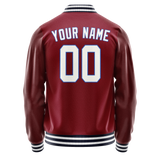 Custom Crimson White Solid Color Varsity Letterman Jacket JA02240617KZ514
