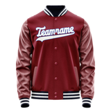 Custom Crimson White Solid Color Varsity Letterman Jacket JA02240617KZ514