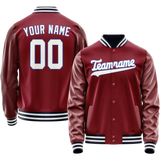 Custom Crimson White Solid Color Varsity Letterman Jacket