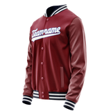 Custom Crimson White Solid Color Varsity Letterman Jacket JA02240617KZ514