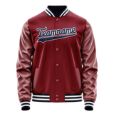 Custom Crimson Navy Solid Color Varsity Letterman Jacket JA02240617KZ513
