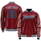 Custom Crimson Navy Solid Color Varsity Letterman Jacket