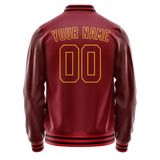 Custom Crimson Gold Solid Color Varsity Letterman Jacket JA02240617KZ526