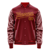 Custom Crimson Gold Solid Color Varsity Letterman Jacket JA02240617KZ526