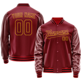Custom Crimson Gold Solid Color Varsity Letterman Jacket