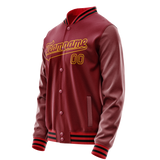 Custom Crimson Gold Solid Color Varsity Letterman Jacket JA02240617KZ526