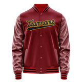 Custom Crimson Black Solid Color Varsity Letterman Jacket JA02240617KZ530