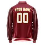 Custom Crimson White Solid Color Varsity Letterman Jacket JA02240617KZ522