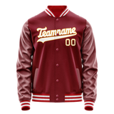 Custom Crimson White Solid Color Varsity Letterman Jacket JA02240617KZ522