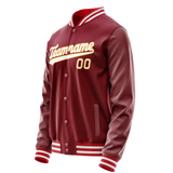Custom Crimson White Solid Color Varsity Letterman Jacket JA02240617KZ522