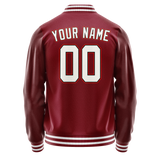 Custom Crimson White Solid Color Varsity Letterman Jacket JA02240617KZ512