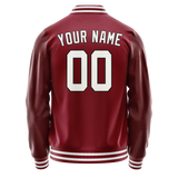 Custom Crimson White Solid Color Varsity Letterman Jacket JA02240617KZ509