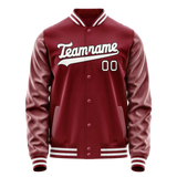 Custom Crimson White Solid Color Varsity Letterman Jacket JA02240617KZ509