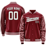 Custom Crimson White Solid Color Varsity Letterman Jacket JA02240617KZ509