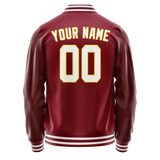 Custom Crimson White Solid Color Varsity Letterman Jacket JA02240617KZ534