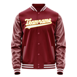 Custom Crimson White Solid Color Varsity Letterman Jacket JA02240617KZ534