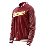 Custom Crimson White Solid Color Varsity Letterman Jacket JA02240617KZ534