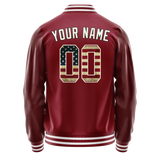 Custom Crimson Cream Vintage Usa Flag Varsity Letterman Jacket JA02240617KZ508