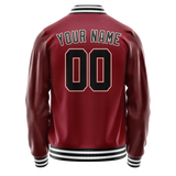 Custom Crimson Black Solid Color Varsity Letterman Jacket JA02240617KZ525