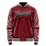 Custom Crimson Black Solid Color Varsity Letterman Jacket JA02240617KZ525