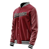 Custom Crimson Black Solid Color Varsity Letterman Jacket JA02240617KZ525