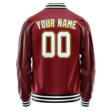 Custom Crimson White Solid Color Varsity Letterman Jacket JA02240617KZ524