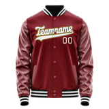 Custom Crimson White Solid Color Varsity Letterman Jacket JA02240617KZ524