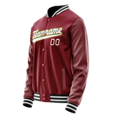Custom Crimson White Solid Color Varsity Letterman Jacket JA02240617KZ524