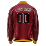 Custom Crimson Black Solid Color Varsity Letterman Jacket JA02240617KZ521