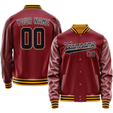Custom Crimson Black Solid Color Varsity Letterman Jacket JA02240617KZ521