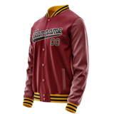 Custom Crimson Black Solid Color Varsity Letterman Jacket JA02240617KZ521