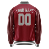 Custom Crimson Gray Solid Color Varsity Letterman Jacket JA02240617KZ529